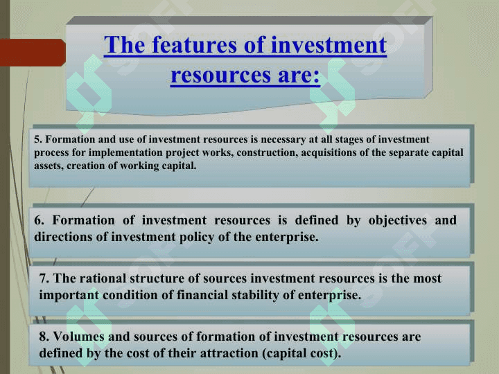 Sources and methods of financing investment activities 5