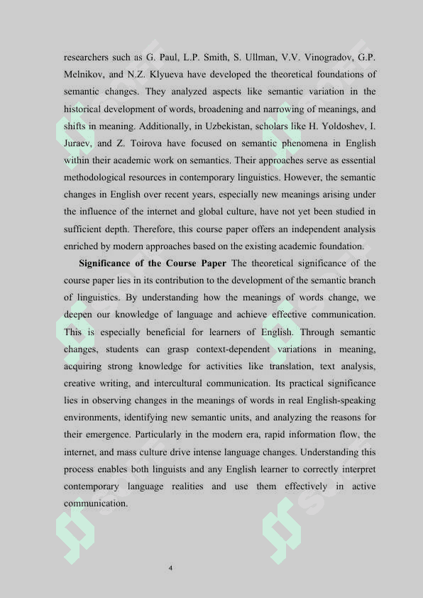 Semantic Changes in English Words. COURSE WORK 4
