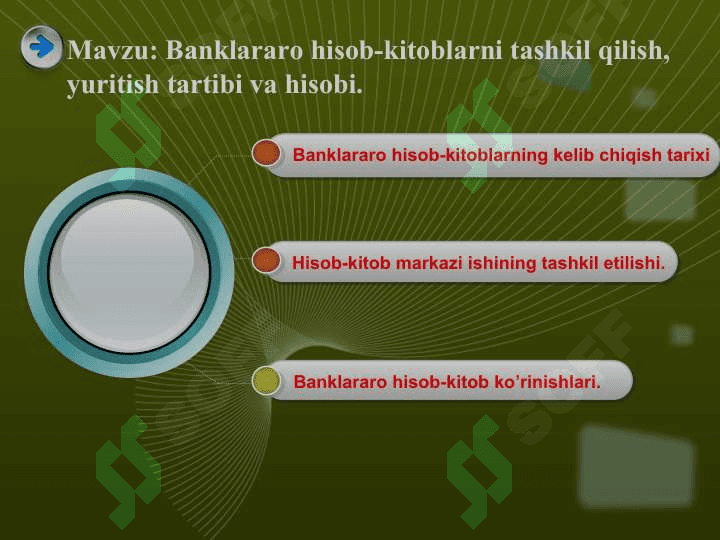 Banklararо hisоb-kitоblarni tashkil qilish, yuritish tartibi va hisоbi. 2