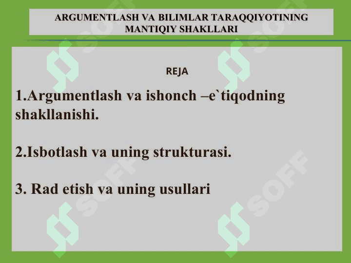 ARGUMENTLASH VA BILIMLAR TARAQQIYOTINING MANTIQIY SHAKLLARI 2