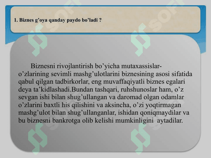Biznes g‘oyalarni shakllantirish 2
