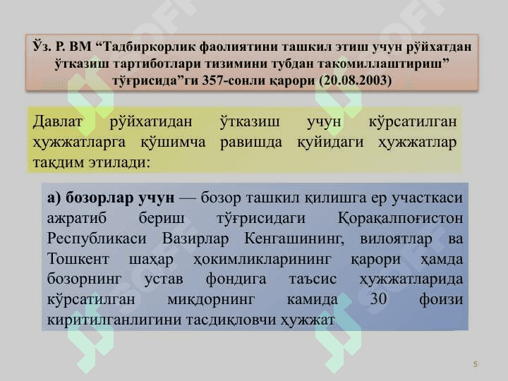 BIZNES FAOLIYATINI TASHKIL ETISH va BOSHQARISH 5