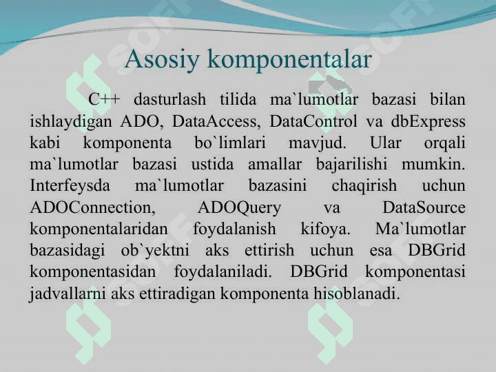 Ma’lumotlar bazasiga murojaatni tashkil etishda ODBC va C++dan foydalanish 2
