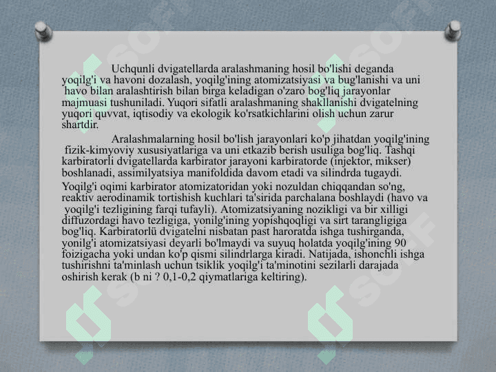 Dizellarda aralashma hosil qilish 2