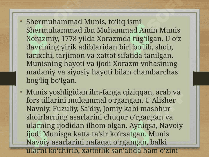 Munis sheriyatida janrlar takomili va shoir mahorati. 2