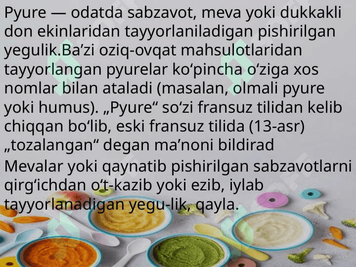 Meva va sabzavotlardan pyure ishlab chiqarish biotexnologiyasi 3