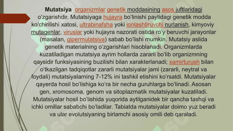 Mutatsiya. Oqsil biosintezi 3