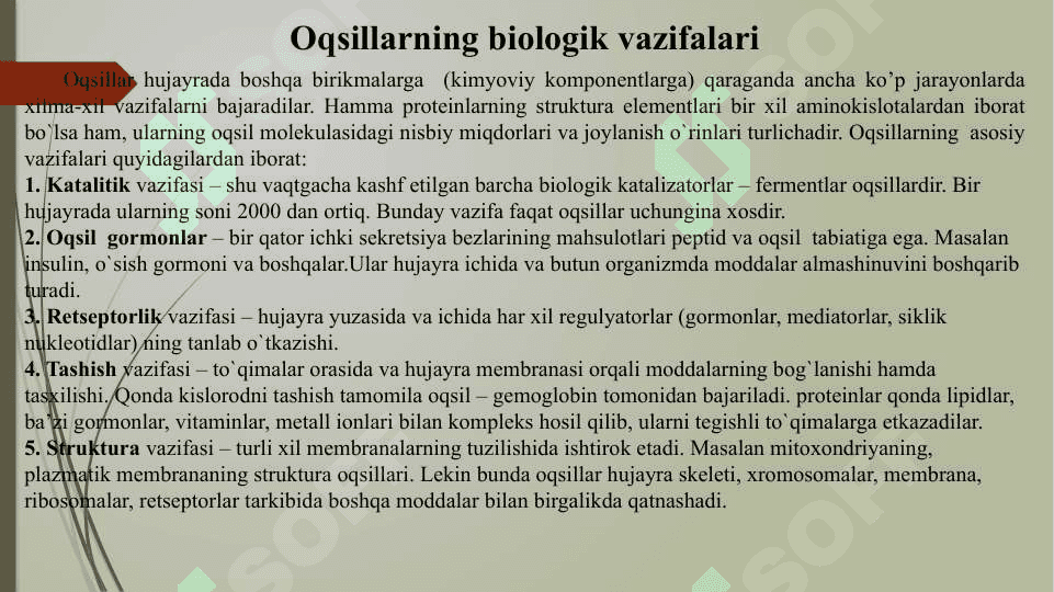 Oqsillarning kimyoviy xususiyatlari 6