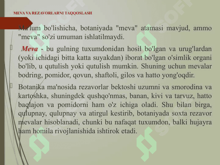 Yangi meva va rezavorlar to’g’risida umumiy ma’lumotlar 3