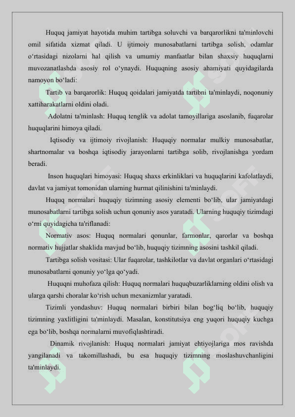 Huquq normalari tushunchasi, belgilari 25 2
