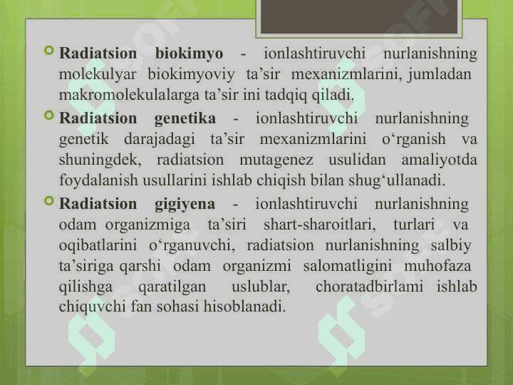 Kvant biofizikasi elementlari va radiobiologiya 3