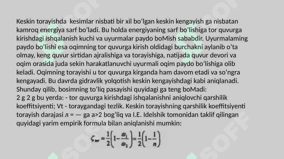 MAHALLIY QARSHILIKLARDA YO’QOTILGAN ENERGIYA (NAPOR). VEYSBAX FORMULASI 3