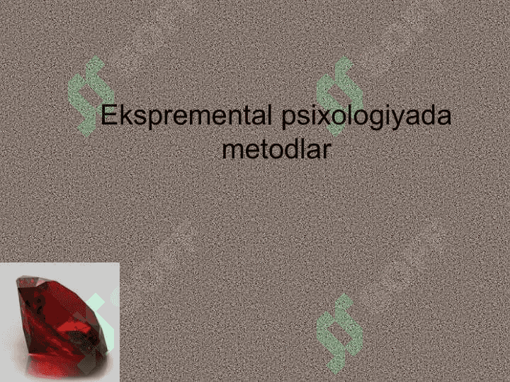 Ekspremental psixologiyada metodlar 2