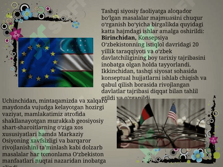 O‘zbekiston tashqi siyosatning asosiy yo’nalishlari 2