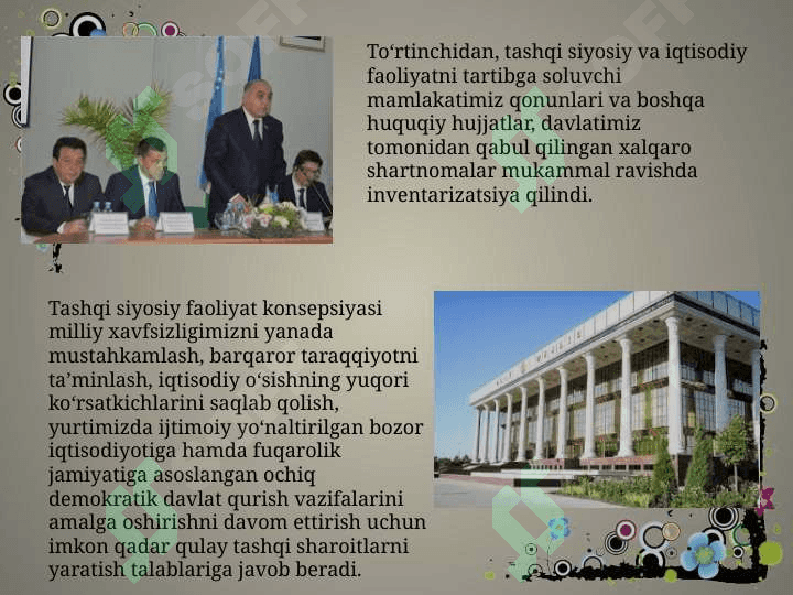 O‘zbekiston tashqi siyosatning asosiy yo’nalishlari 3