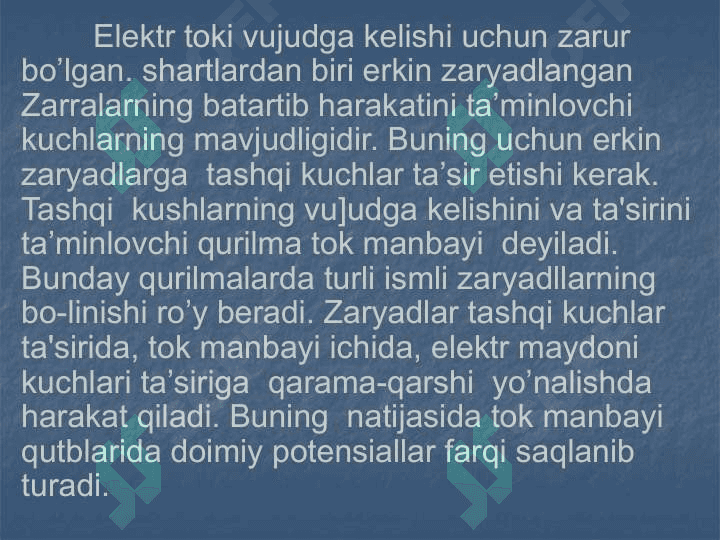 tashqi kuchlar. elektr yurituvchi kuch va kuchlanish” 3