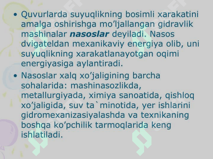 Nаsоslаrning turlаri vа аsоsiy ko’rsаtkichlаri 2