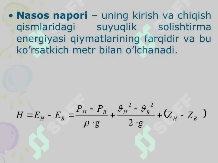 Nаsоslаrning turlаri vа аsоsiy ko’rsаtkichlаri 5