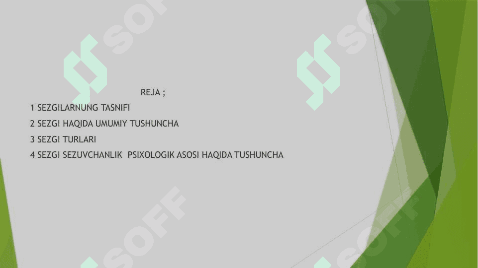 Sezgi turlari ularning tasnifi 2