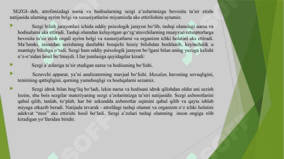 Sezgi turlari ularning tasnifi 4