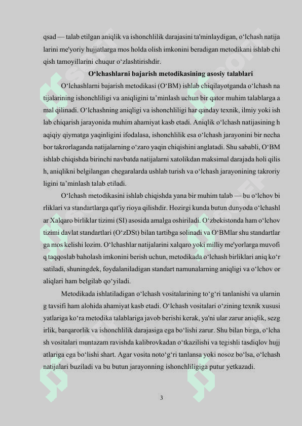 O‘lchashlarni bajarish metodikasini (O’BM) ishlab chiqish tartibini o‘rganish 3