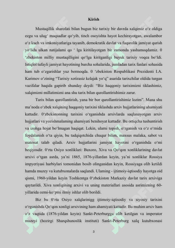 O’rta Osiyo xonliklari davrida arxiv ishi kurs ishi 3