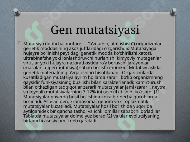 Gen, genom va xromosoma mutatsiyasi 2