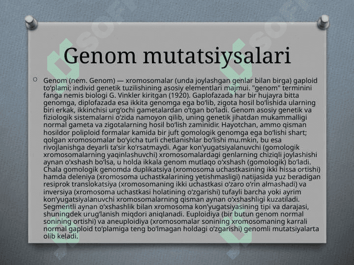 Gen, genom va xromosoma mutatsiyasi 8
