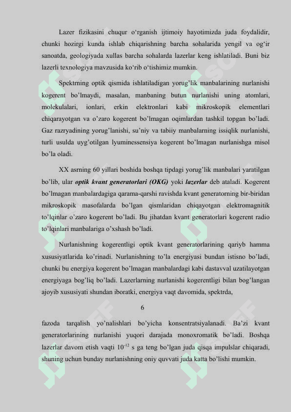OPTIK KVANT GENERATORLAR LAZERLAR. 5