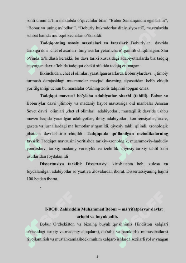Zаhiriddin Muhаmmаd Bоbur – mа’rifаtpаrvаr dаvlаt аrbоbi vа buyuk аdib 7