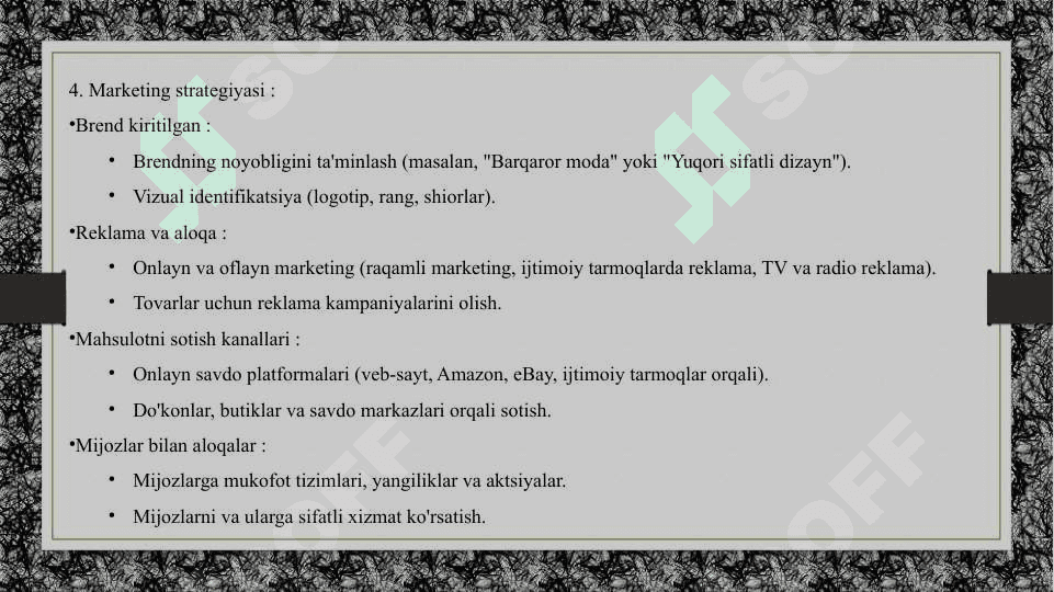Engil sanoat yo’nalishida tadbirkorlikni shakillantirish 6