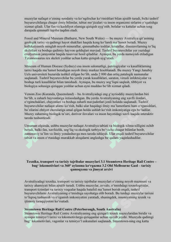 Avstraliyadagi antiqa muzeylar 2
