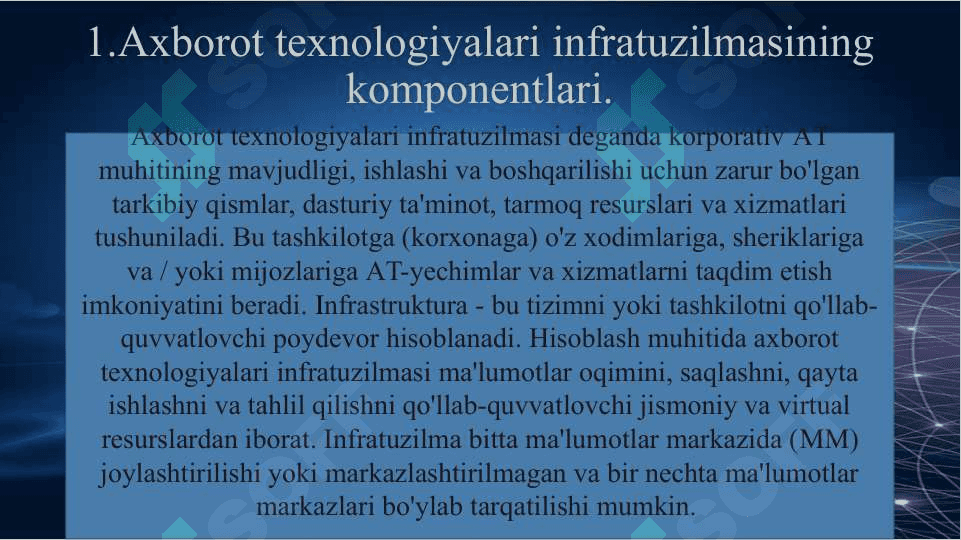AXBOROT TEXNOLOGIYALARINING INFRATUZILMALARI 3