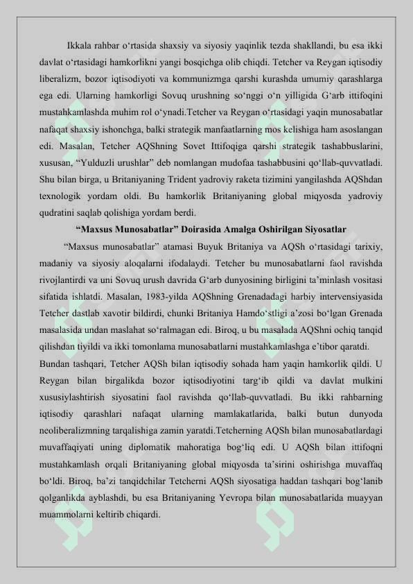 Margaret Tetcherning Ichki va Tashqi Siyosati 25 8