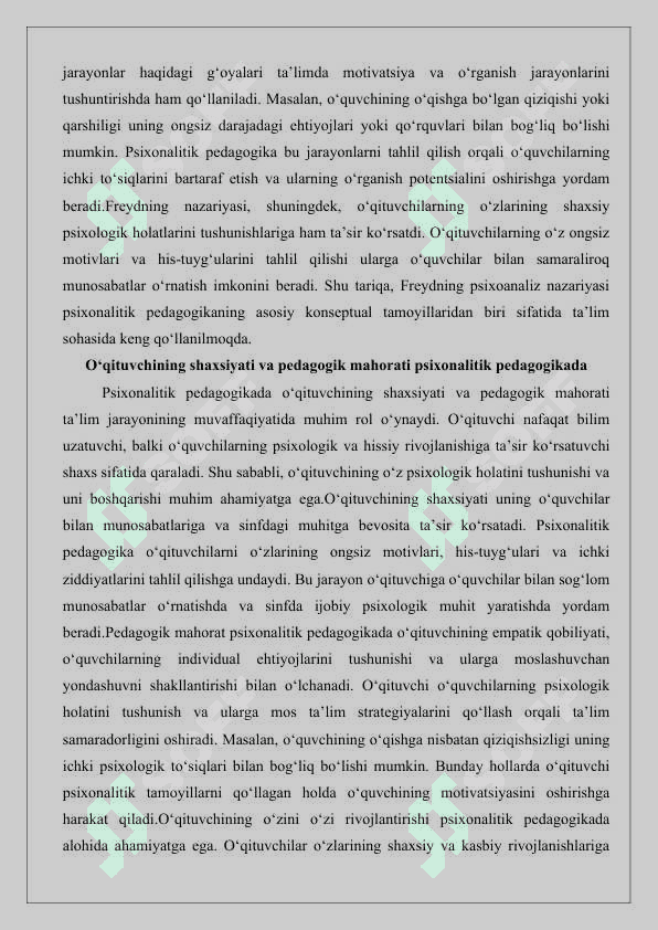 Psixonalitik pedagogikaning konseptual asoslari.25 8