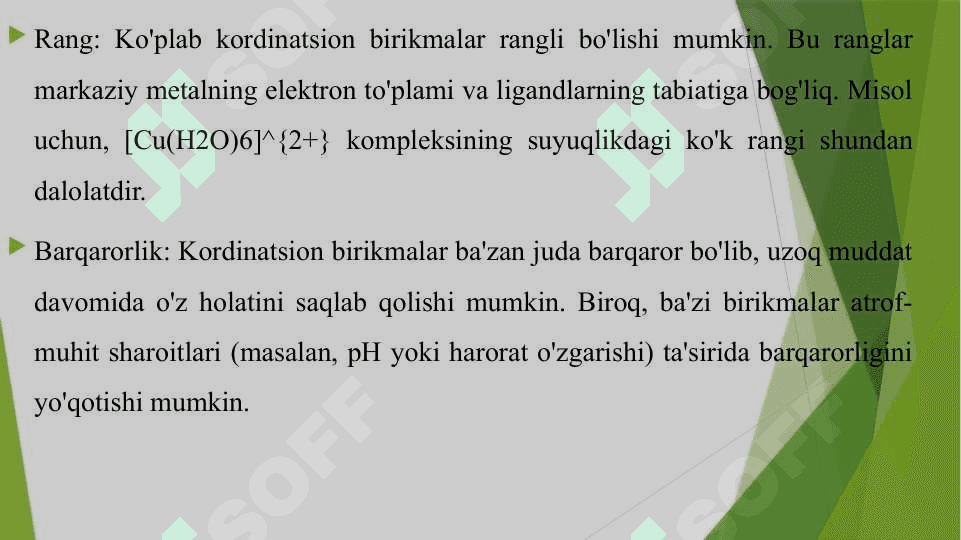 KORDINATSION BIRIKMALARNING OLINISHI VA KIMYOVIY XOSSALARI 7