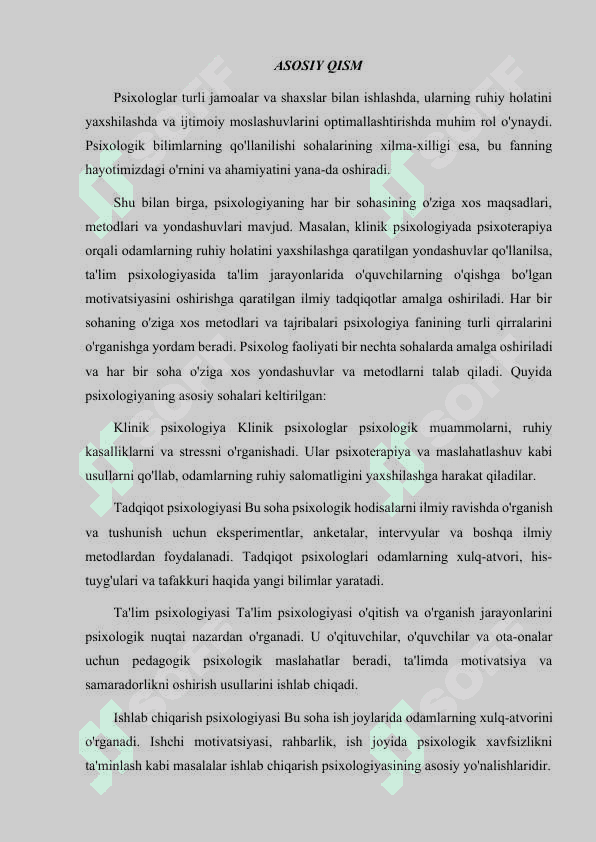 PSIXOLOG FAOLIYATINING KO’RINISHI VA SOHALARI 3