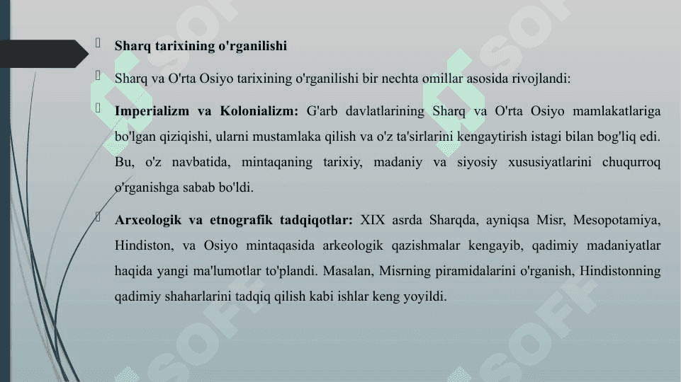 XIX-XX ASRNING BOSHLARIDA SHARQ VA O'RTA TARIXINING O'RGANILISHI 3