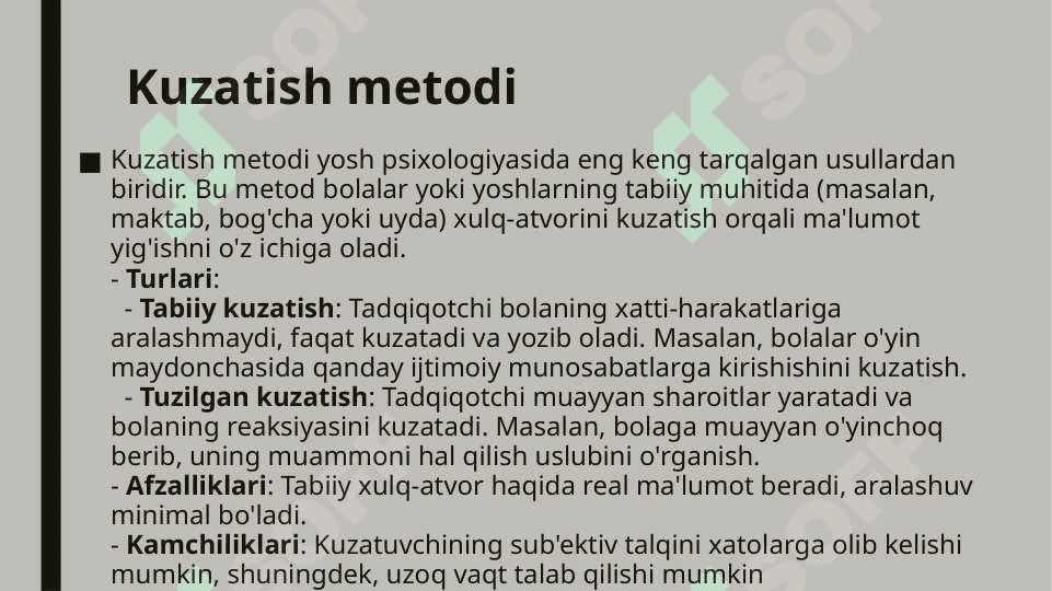 Yosh psixologiyasining tadqiqot metodlari 3