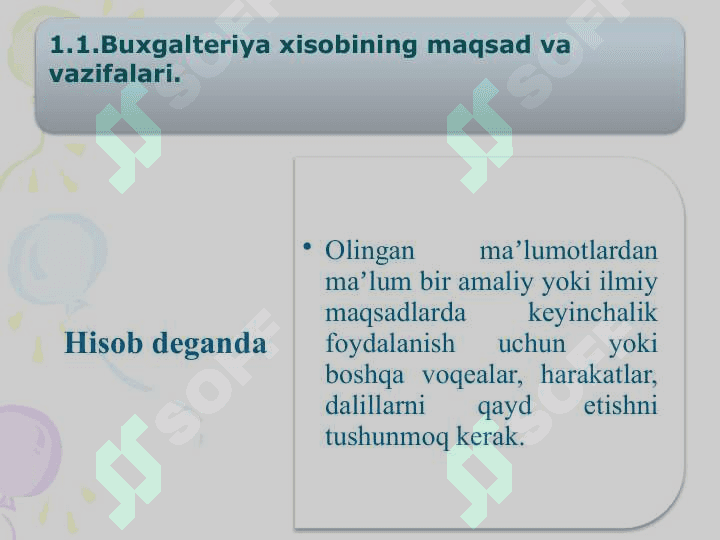 Moliyaviy hisob va xisobot faniga kirish 2