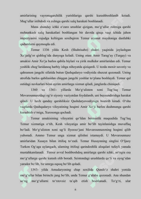 AMIR TEMUR DAVLATINING TASHKIL TOPISHI 6