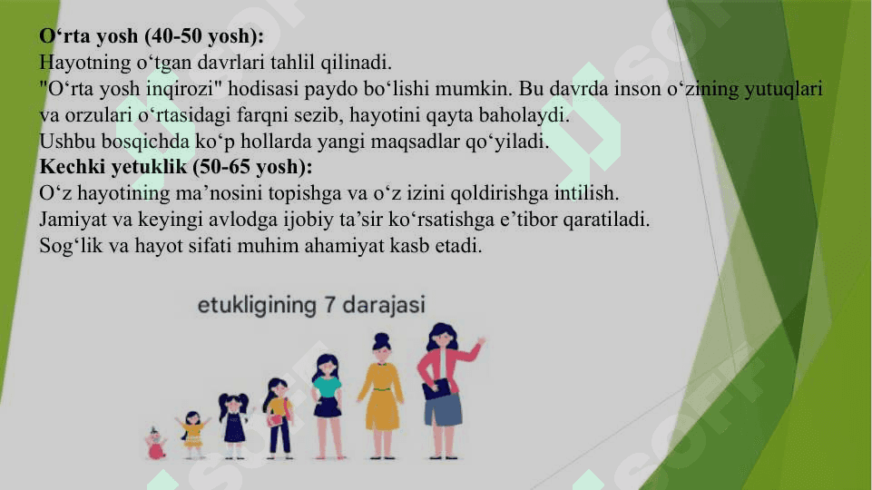 Yetuklik davrining bosqichlari. 4