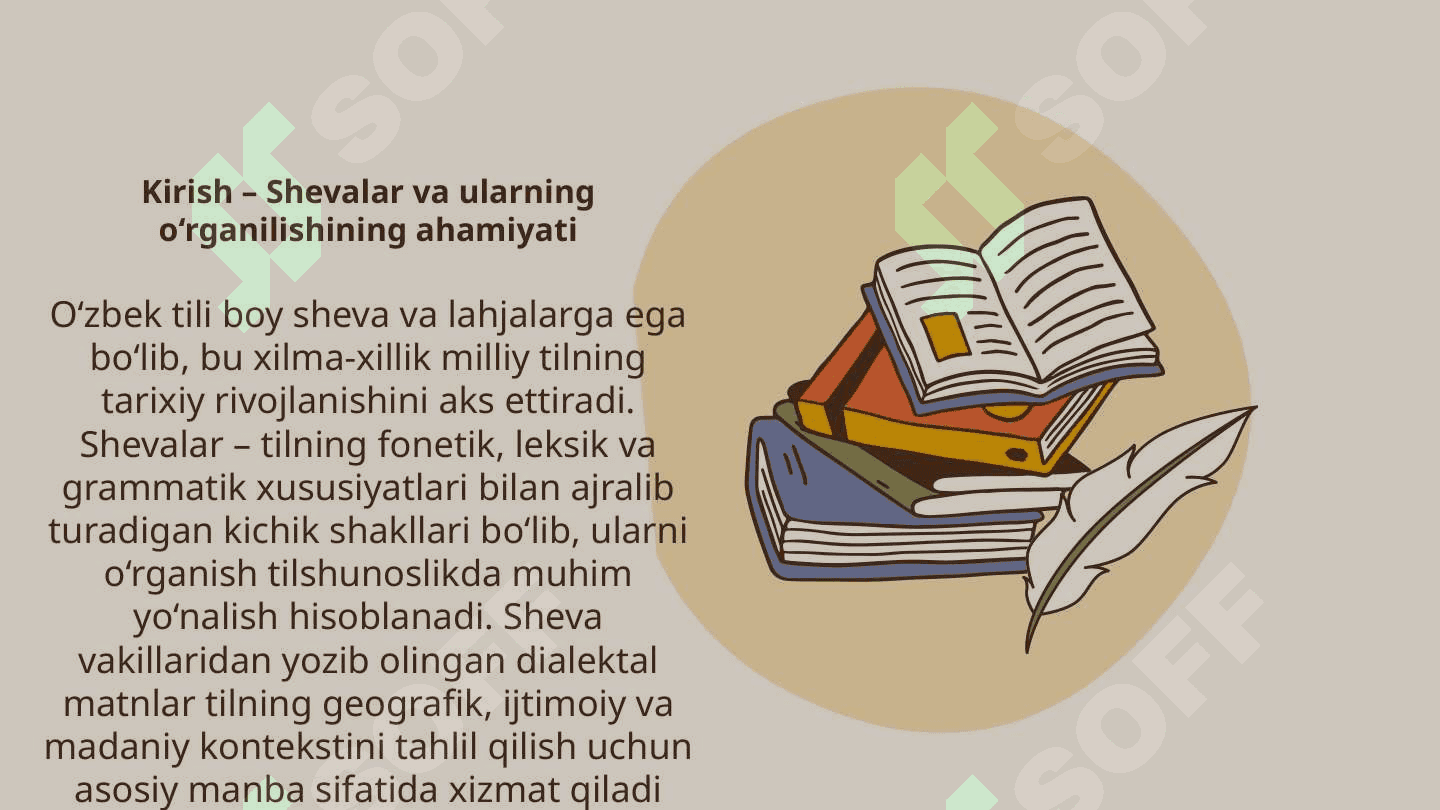 Sheva vakillaridan yozib olingan dialektal matnlar tahlil 2