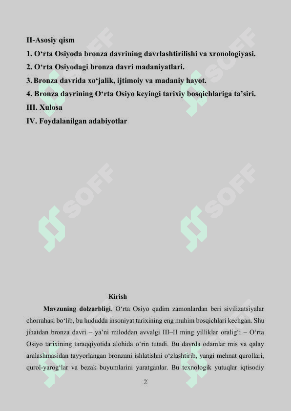 Oʻrta Osiyoda Bronza davri 2