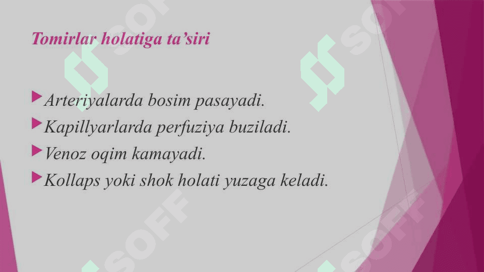 Gipovalemiyalarda qon aylanishi o`zgarishlari 8