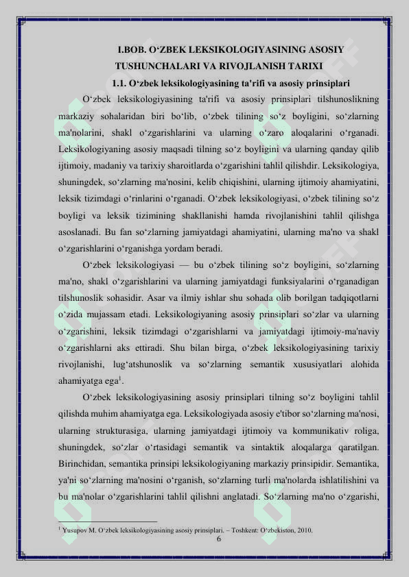 O‘zbek leksikologiyasi tarixi va rivojlanishi. Lug‘atchilik 6