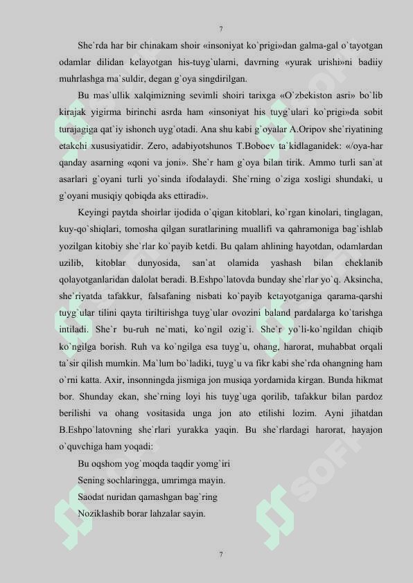 Istiqlol davri she'riyati 7