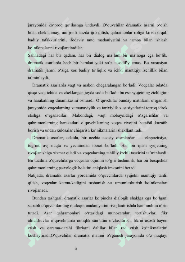 Dramatik asarlarni innovatsion va zamonaviy metodlar bilan o‘qitish 8