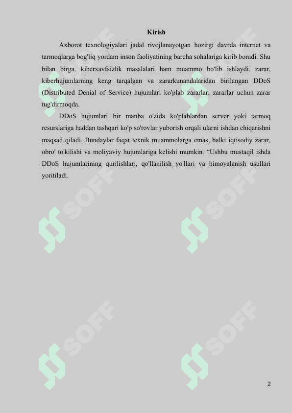 DDoS hujumlari va ulardan foydalanish usullari 2
