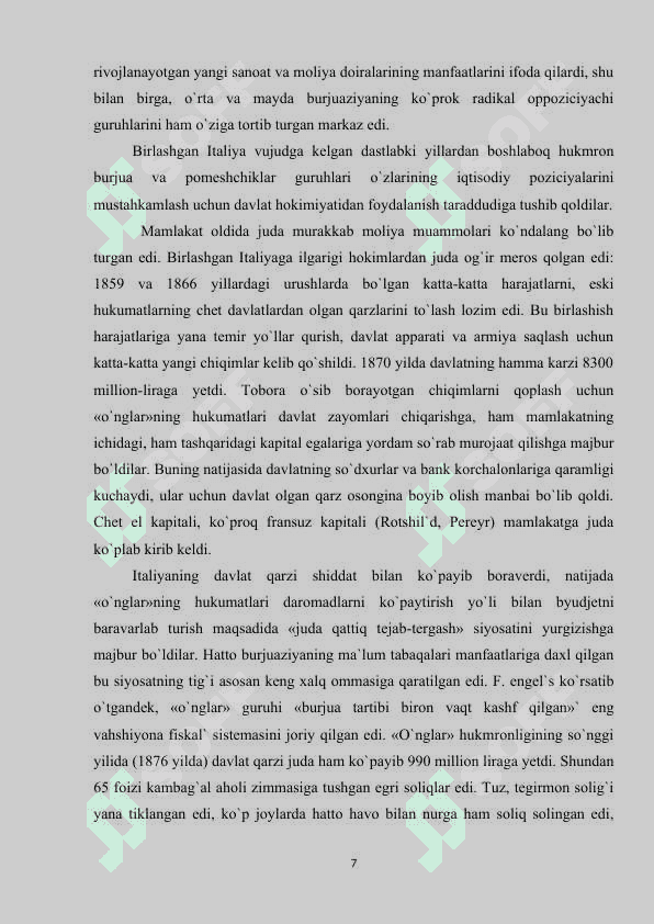 Italiyada milliy birlashish jarayonlari 7
